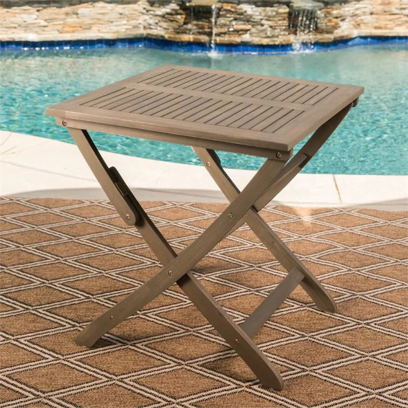 Gray Wooden Foldable Patio Dining Table C60788