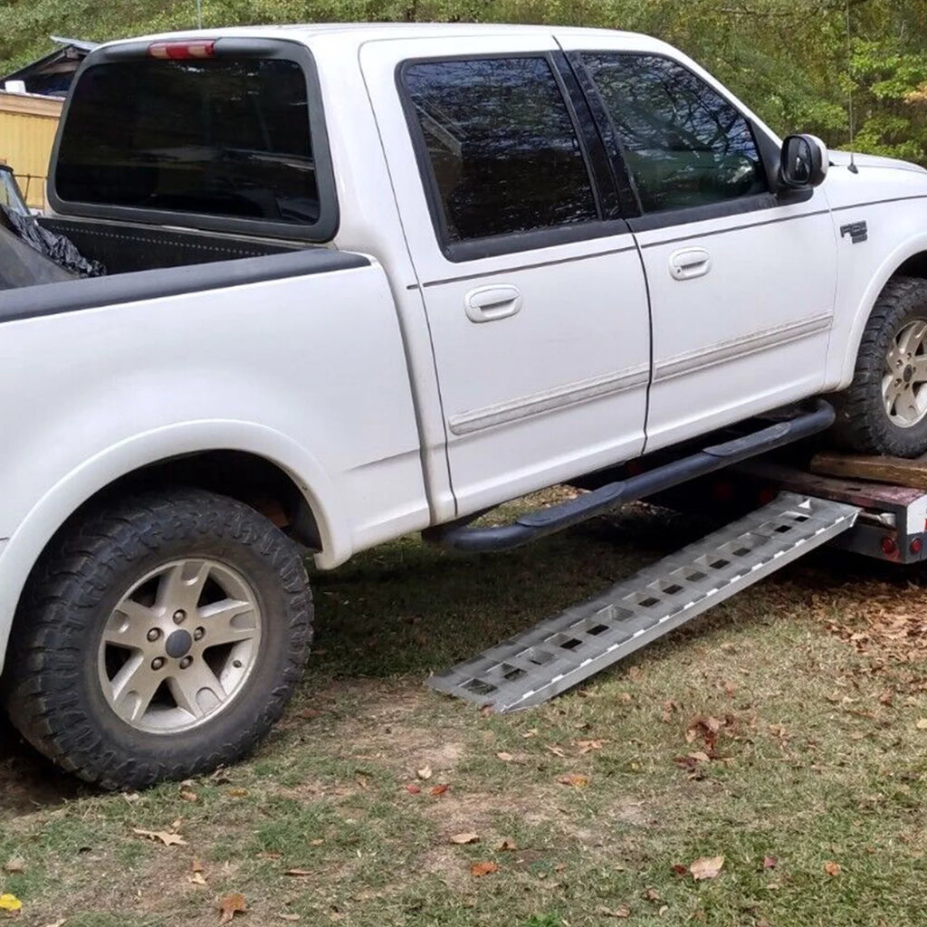 Pair Truck Trailer Ramps 80" X 15" X 2.3" 6000 LBS Silver Aluminum H88719