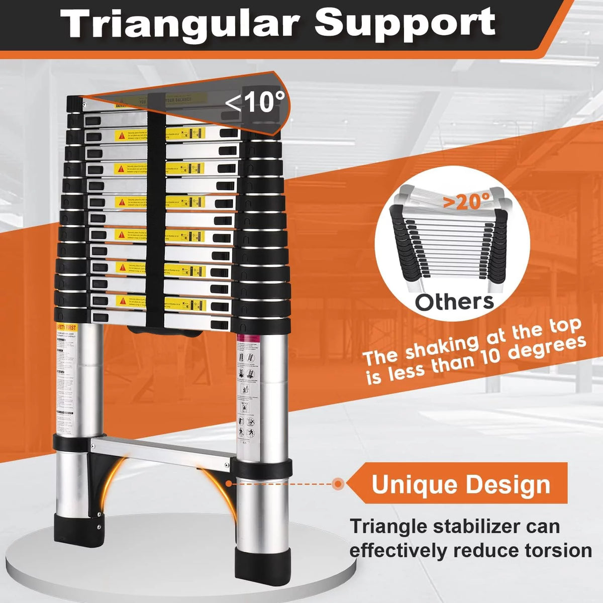 14.5 FT Aluminum Telescoping Extension Ladder 330lbs V141