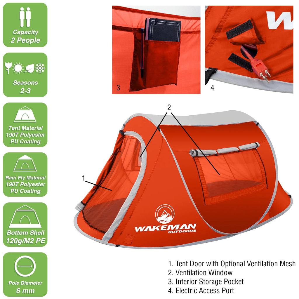Water-Resistant 2-Person Pop-up Tent (Blue) O249506