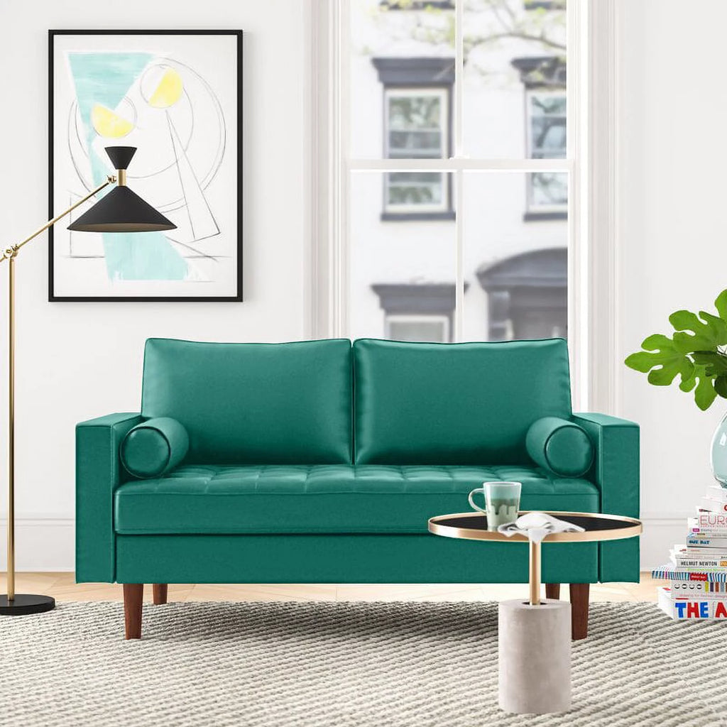 Green Velvet Square Arm Loveseat D74758