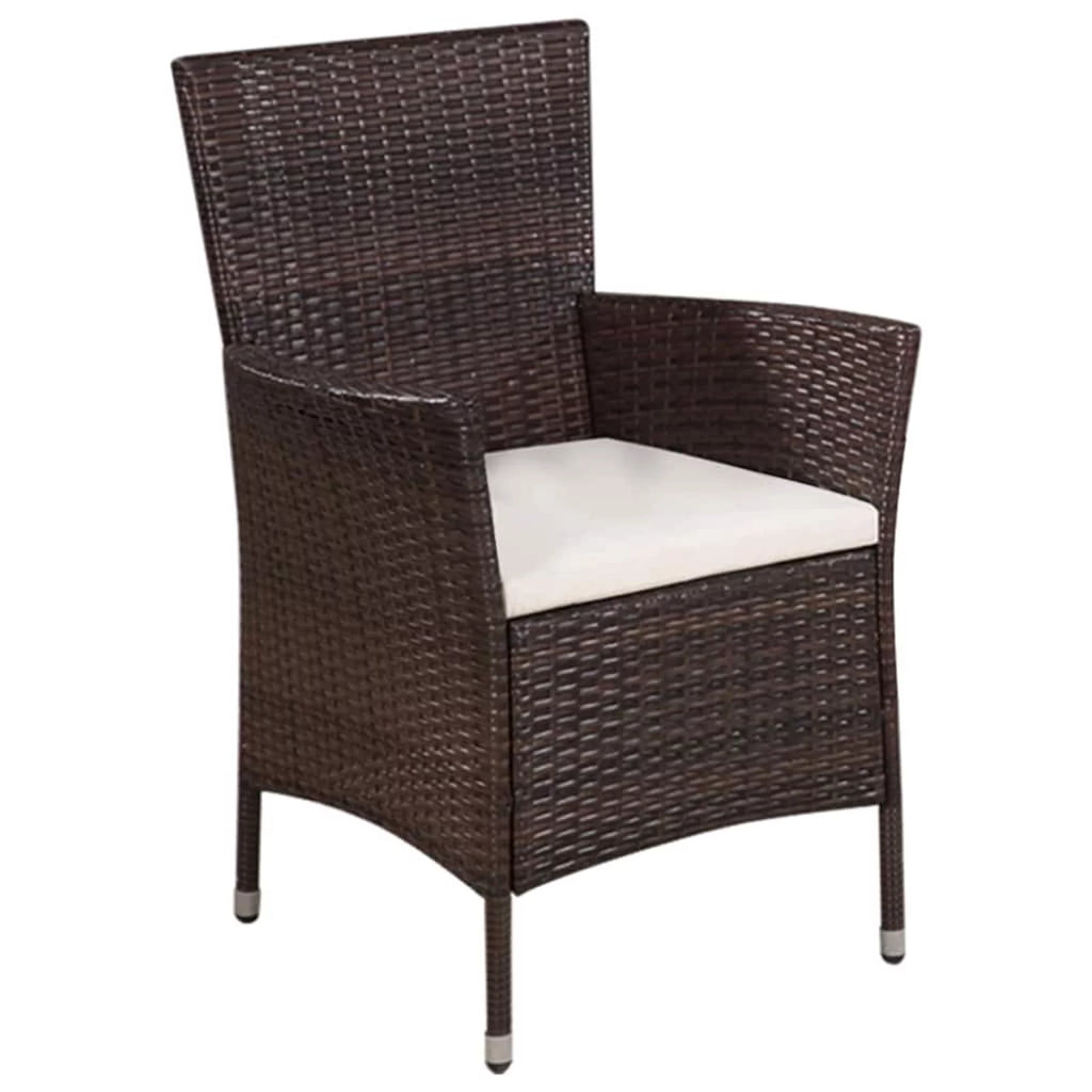 Brown Poly Rattan 3 Piece Bistro Set with Cushion E6428