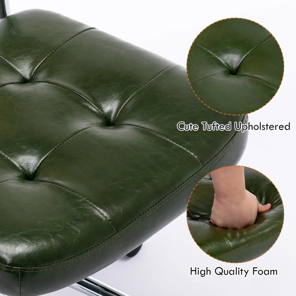 Green Faux Leather Swivel Office Chair with Rattan Back N132461