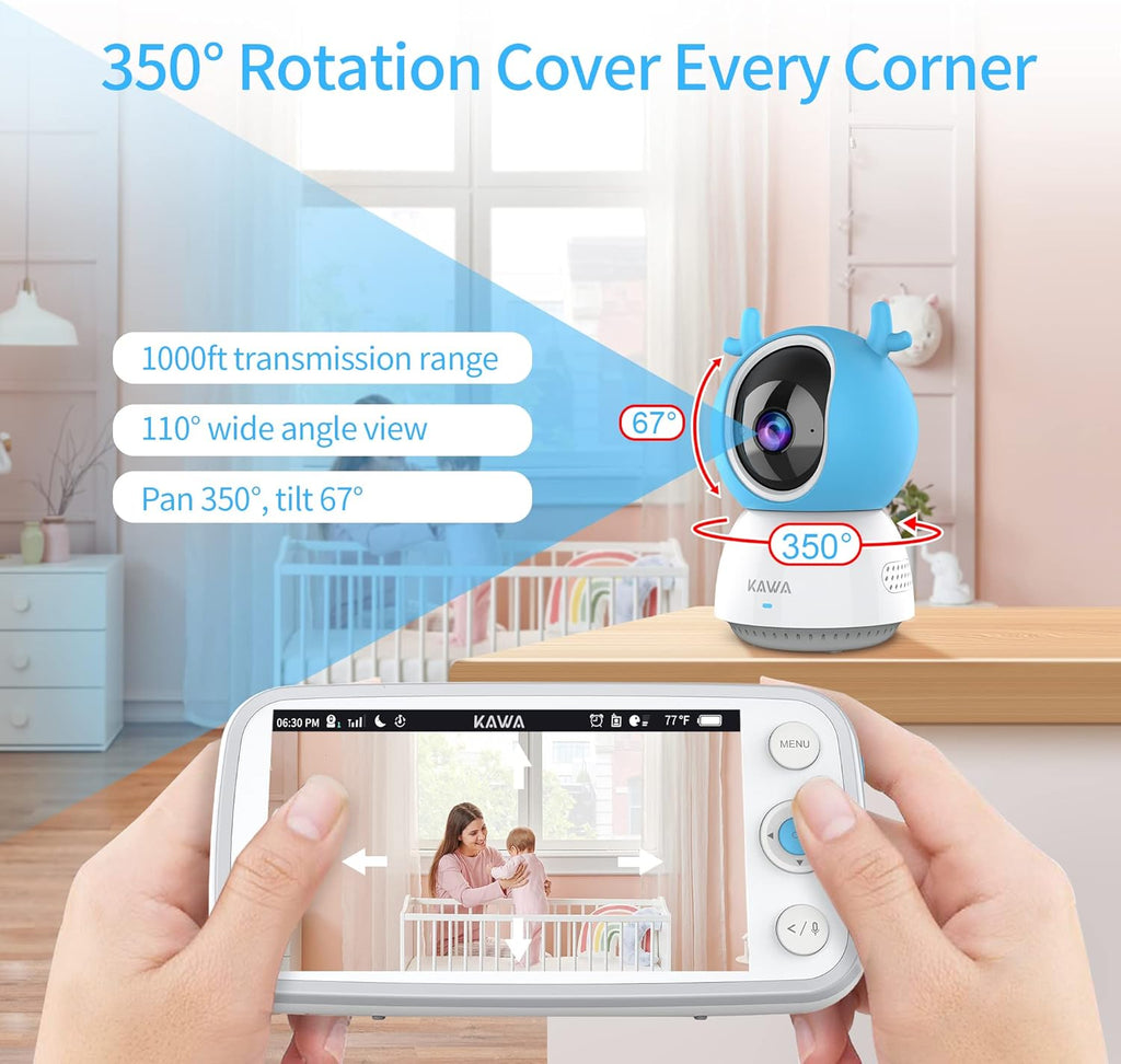 Baby Monitor with Camera and Audio, 720P HD Display, Night Vision, 2-Way Audio D58858