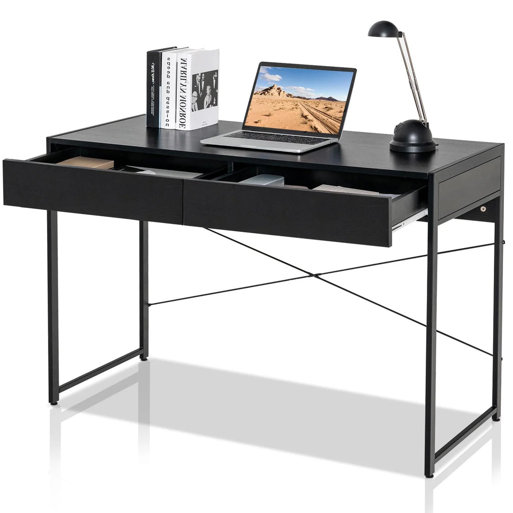 Black Computer Desk with Drawers I862