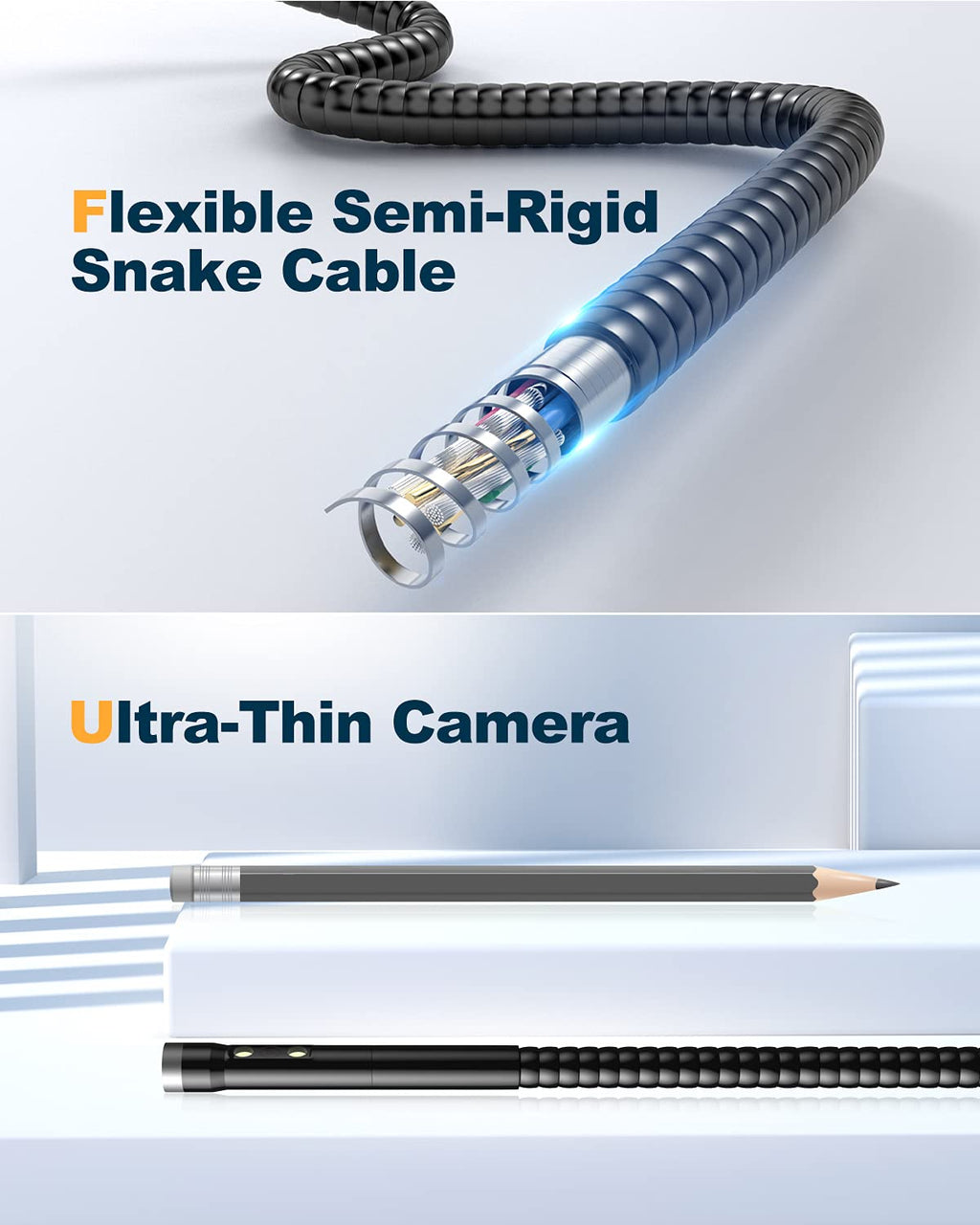 Dual Lens 1080P HD Borescope Endoscope Camera with 4.3' IPS Screen K174599
