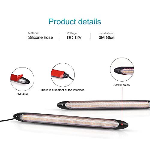12V Waterproof LED Daytime Running Lights Strip 2Pcs X5532