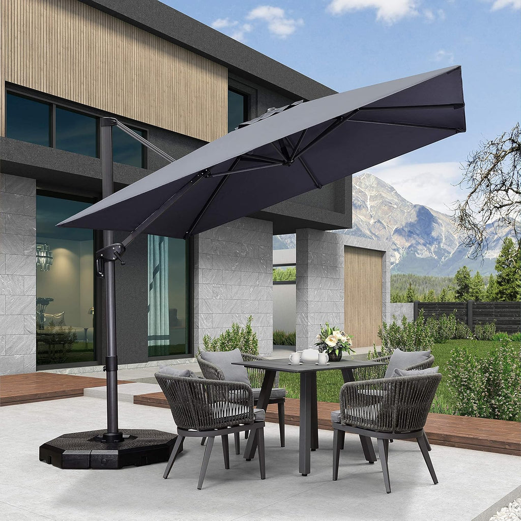 10 Feet Aluminum Cantilever Square Patio Umbrella with 360-degree Rotation H3731