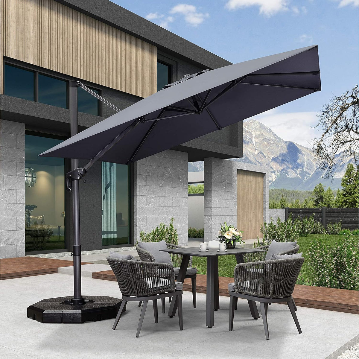 10 Feet Aluminum Cantilever Square Patio Umbrella with 360-degree Rotation H3731