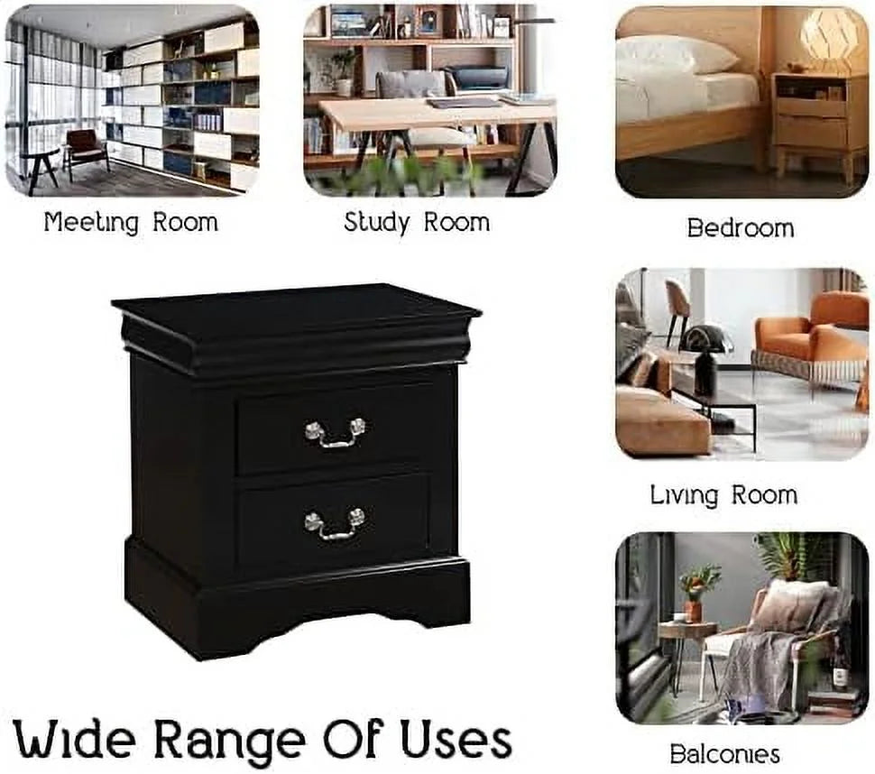 Small Wooden Nightstand with 2 Drawers P108000