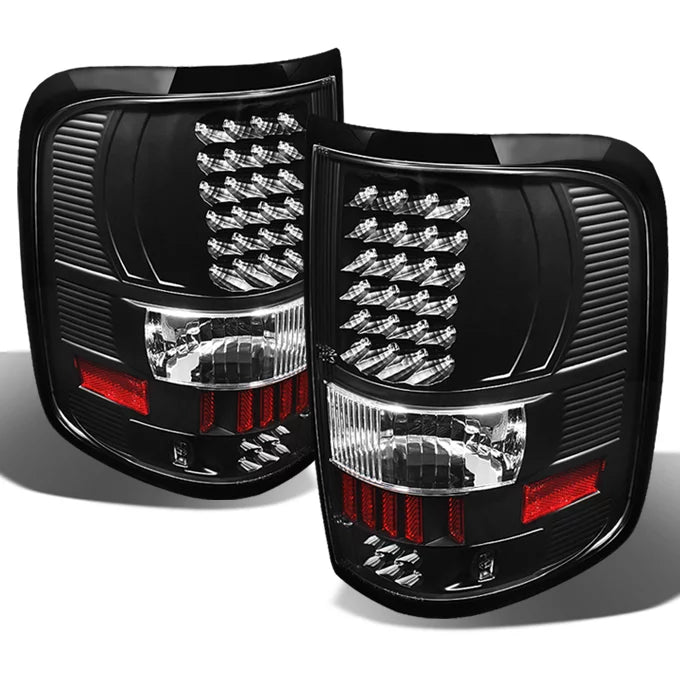 Black Bezel Dual Halo LED Projector Headlights + Tail Lamp Set B61735