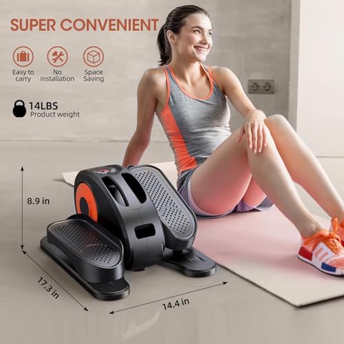 Under Desk Elliptical, Electric Seated Pedal Exerciser, 12 Adjustable Speeds K7621