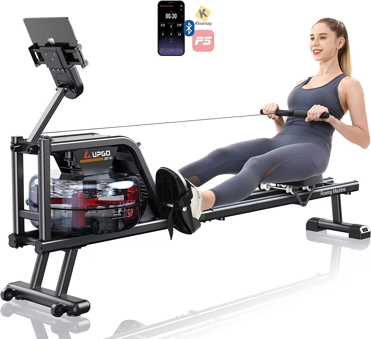 Water Rowing Machine 350 LB Weight Capacity Foldable with LCD Monitor S7234
