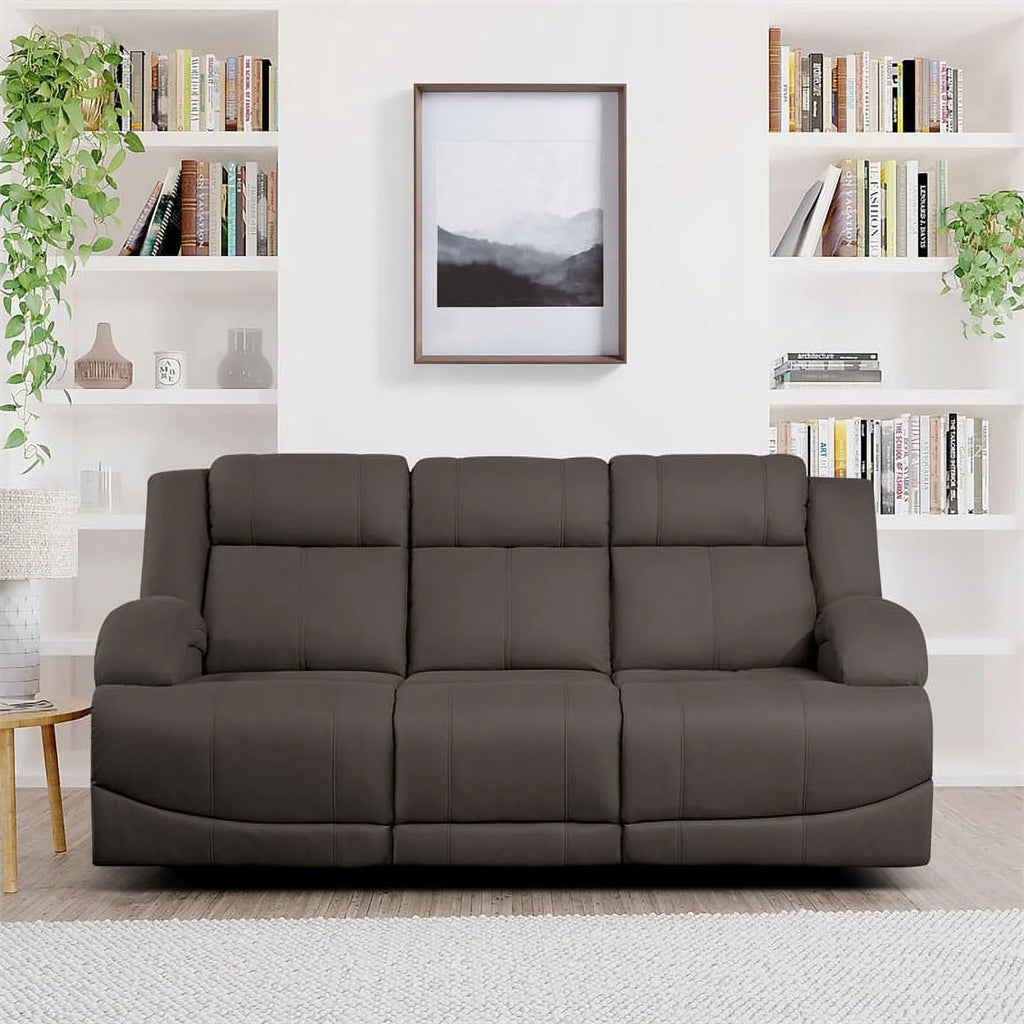Chocolate Wood & Fabric Double Reclining Sofa X93699