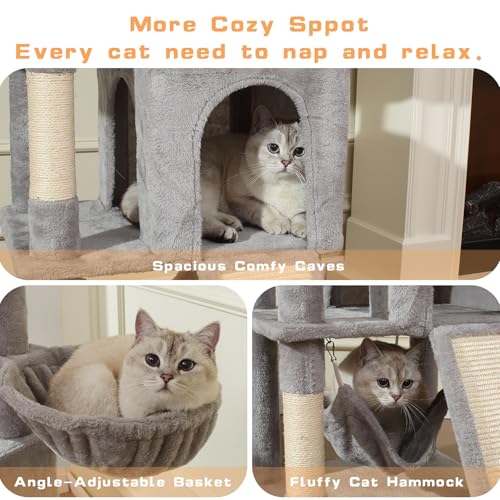 70-Inch Light Gray Cat Tree Tower with Hammock N853