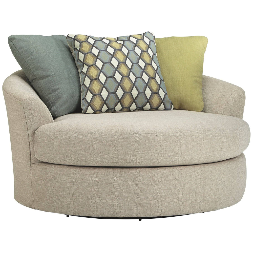 Oversized Linen Swivel Accent Chair T472759