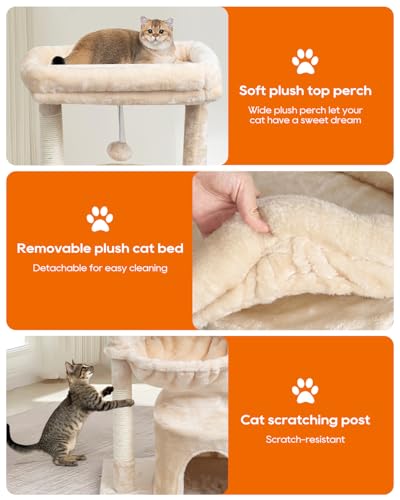 Small Cat Tree with Scratching Post and Cradle Z864037
