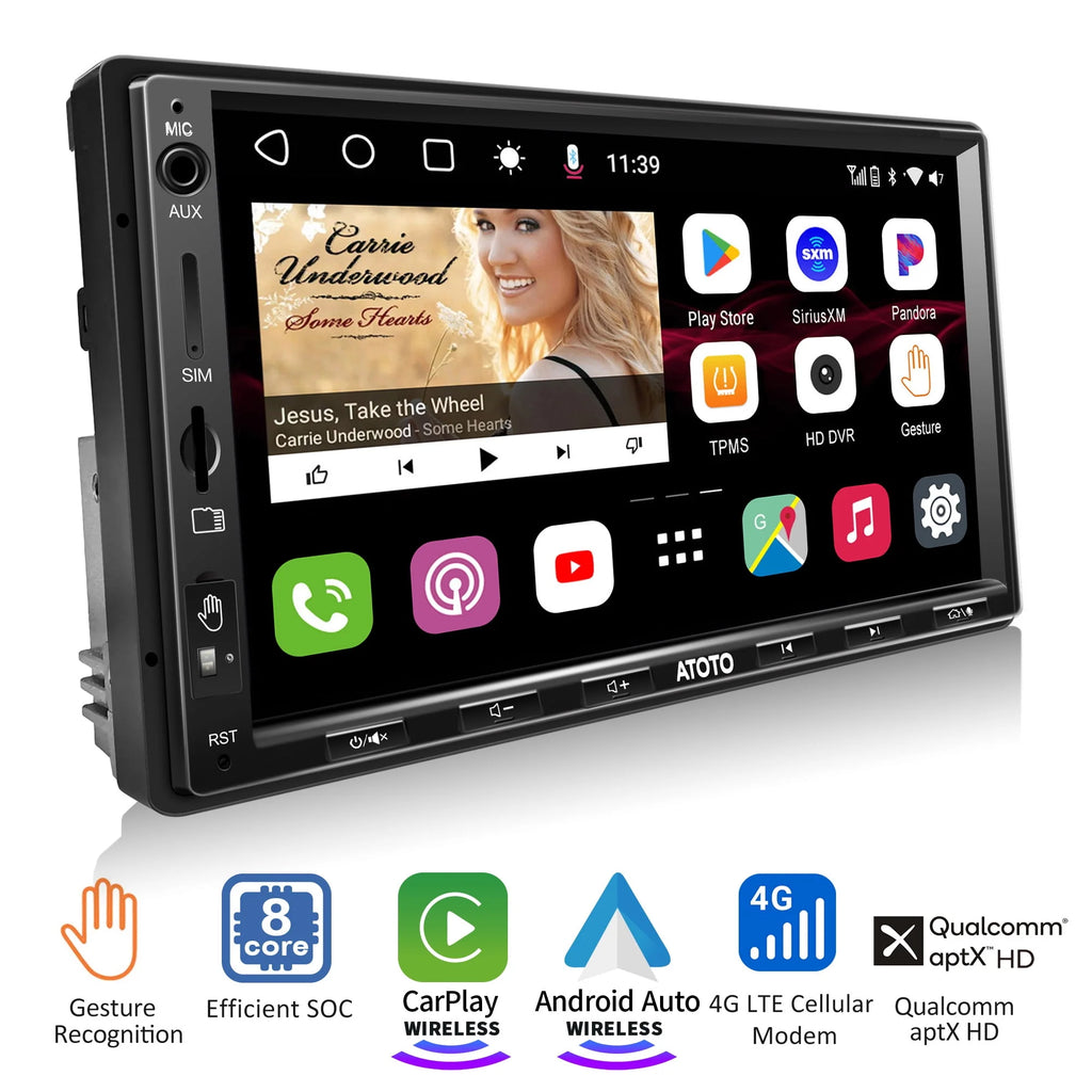 7inch QLED Double Din Car Stereo with Wireless Carplay Android Auto F98032