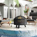 Round Steel Wood Burning Fire Pit with Spark Screen O402