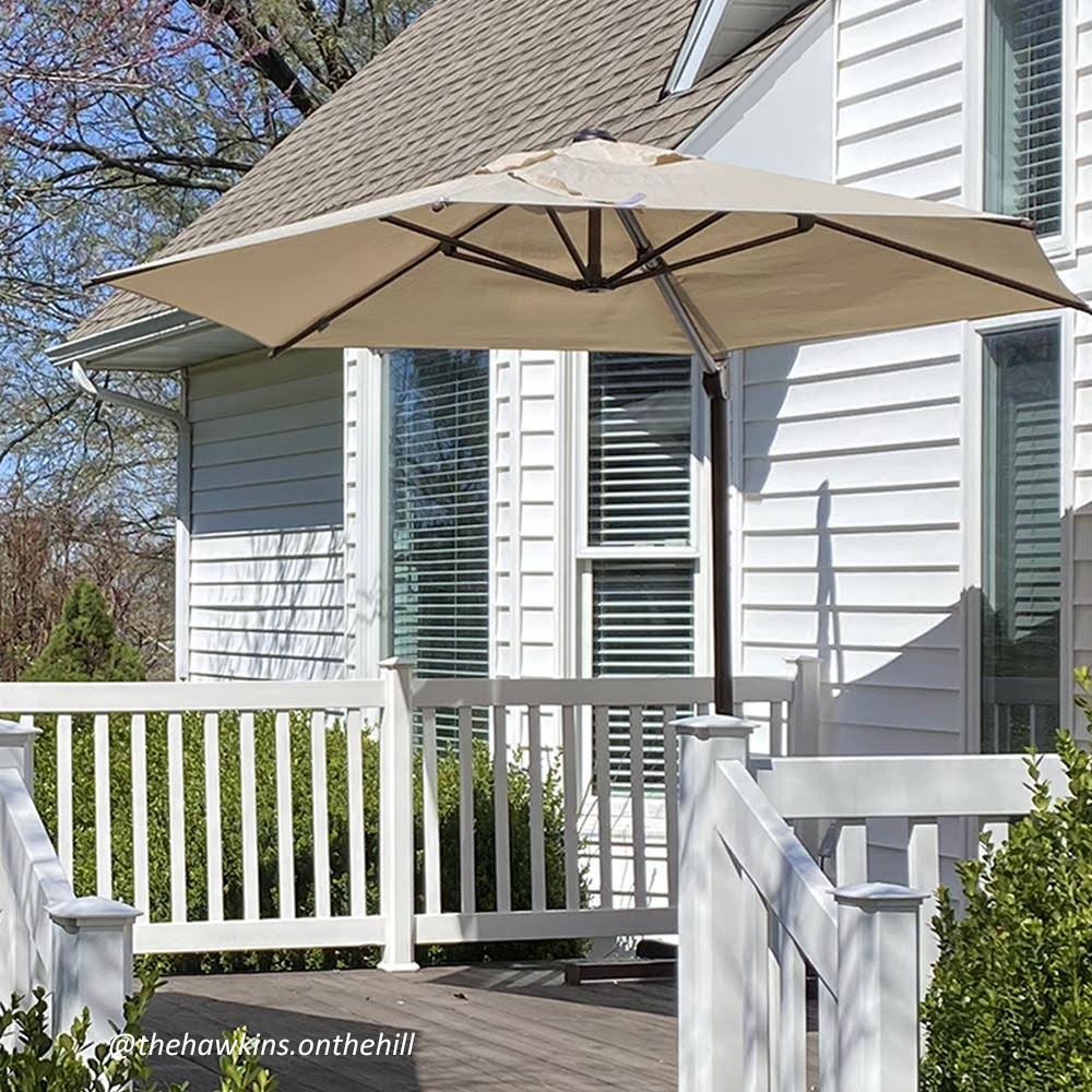 Blue Offset Cantilever Umbrella with Cross Base Y16886