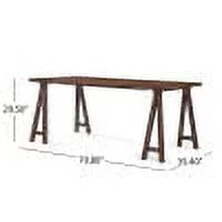 Light Beige and Walnut 7 Piece Fabric Upholstered Wood Dining Set I9349