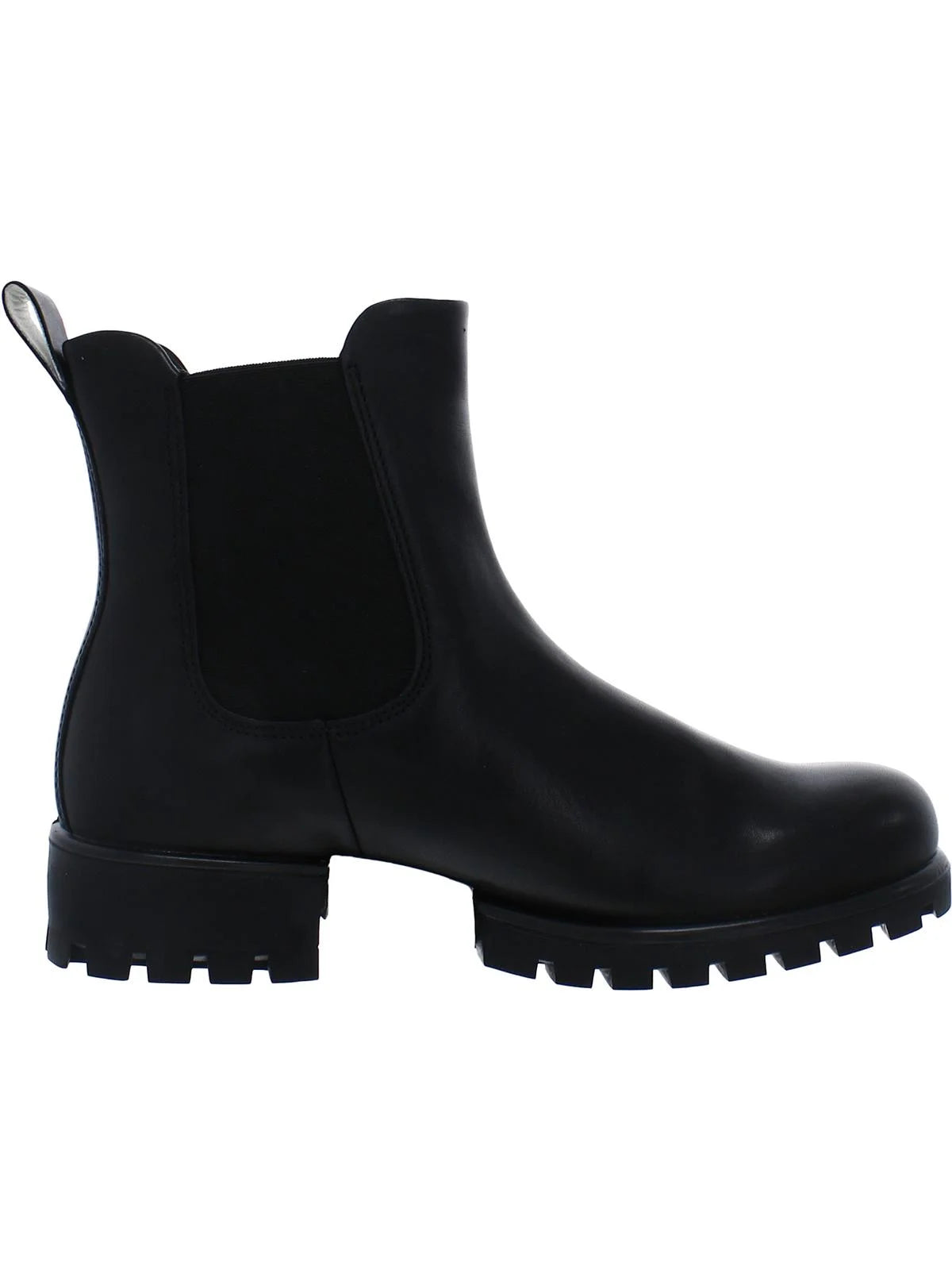 Black Leather Round Toe Chelsea A465556