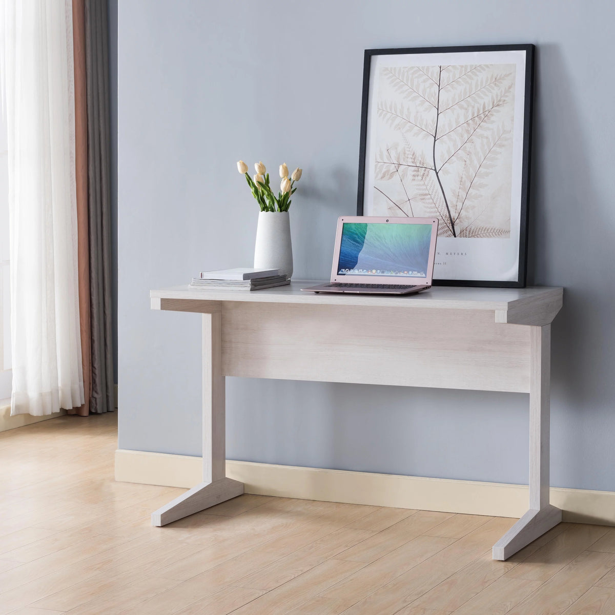 47"W White Oak Finish Writing Desk V8834