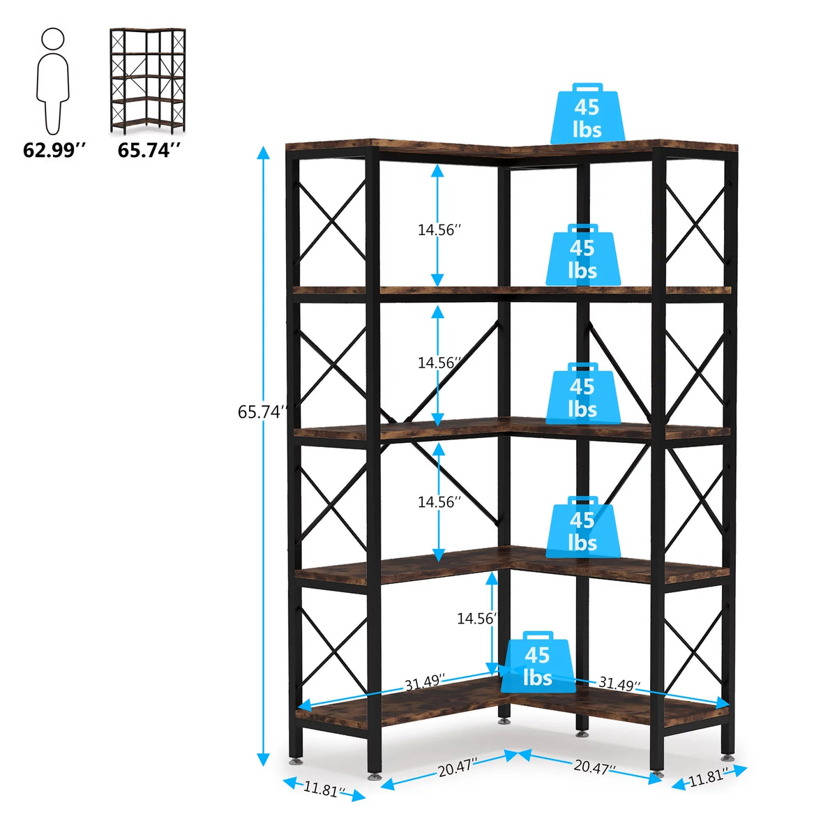 5-Tier Corner Bookshelf C858
