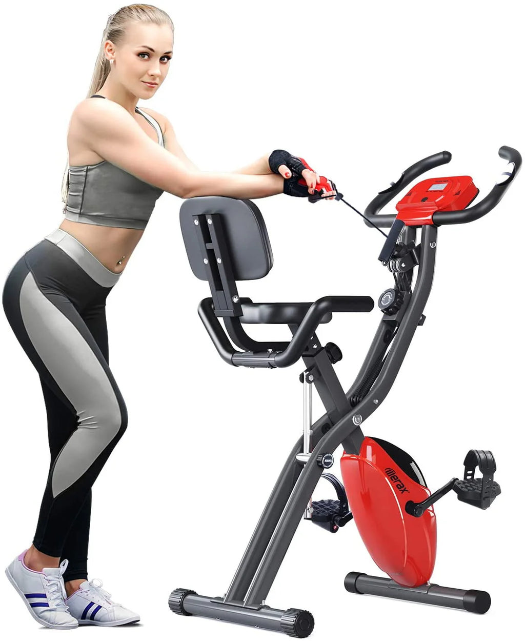 Folding Exercise Bike with 8-Level Adjustable Magnetic Resistance R255