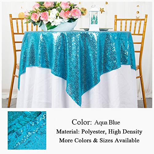 2 Pack 72x72 Inch Black Sequin Tablecloths F7951