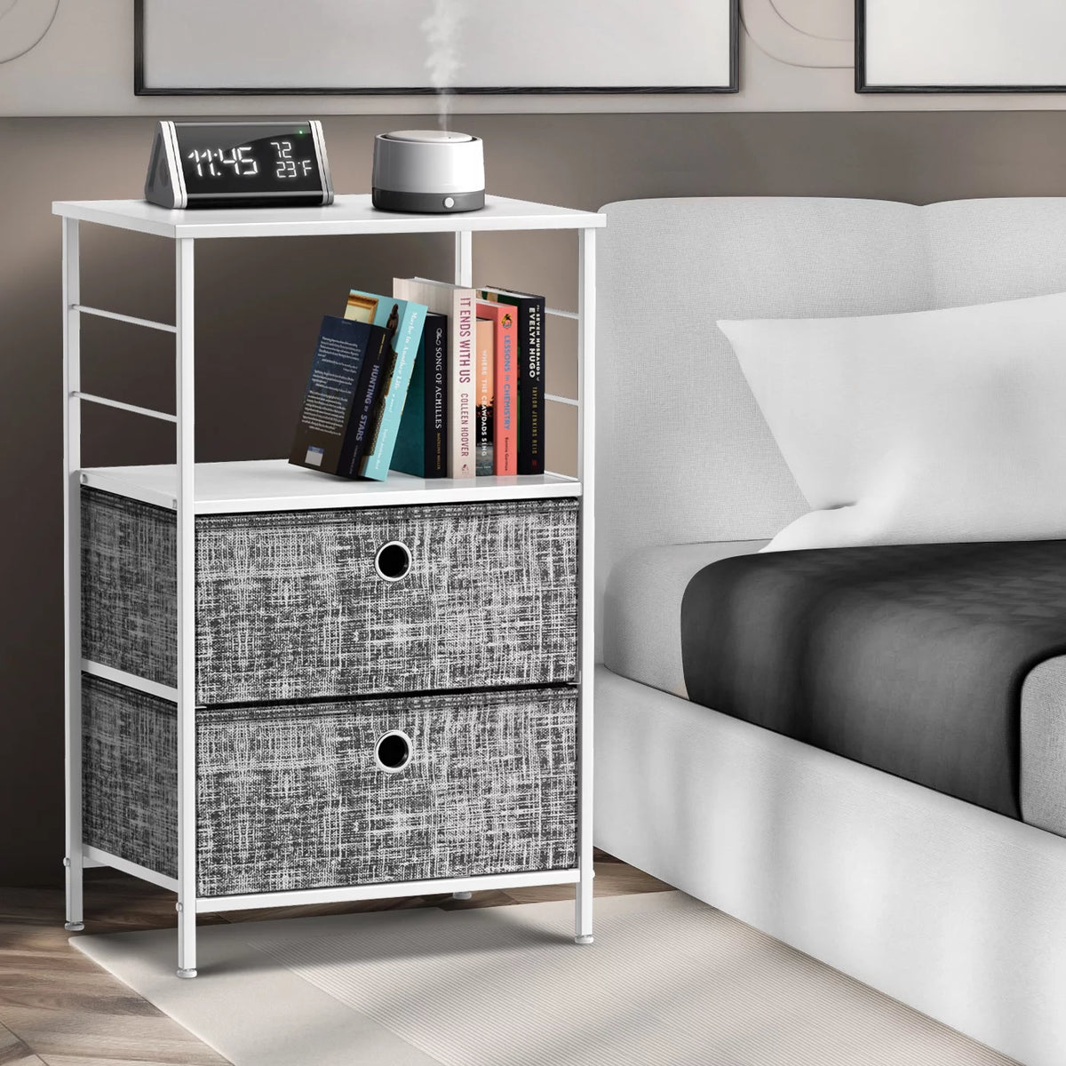2 Drawer Nightstand with Shelf O45980