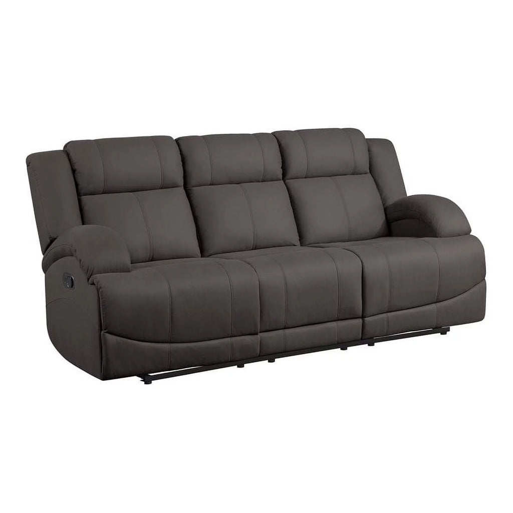 Chocolate Wood & Fabric Double Reclining Sofa X93699