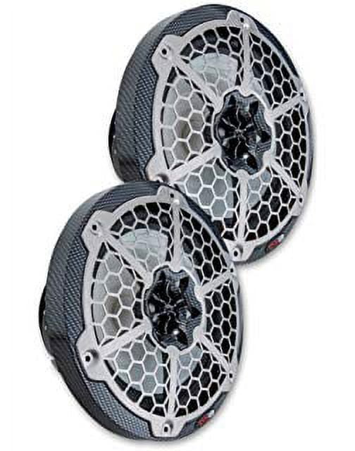 6.5 2-Way Marine Speakers with RGB LED Lights Black Carbon Fiber (Pair) M80514