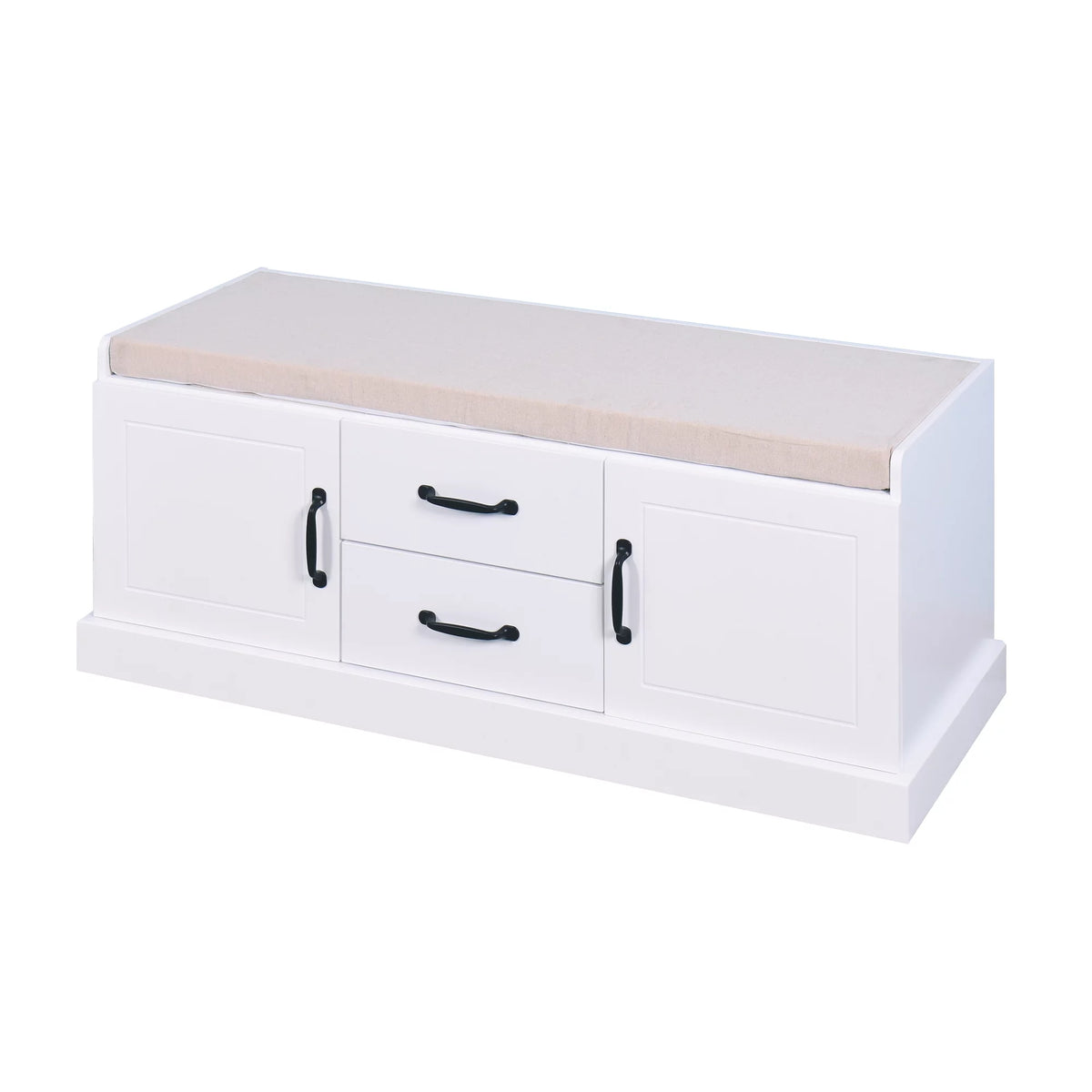 White Storage Bench with 2 Drawers M2841