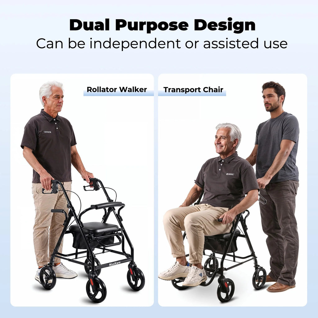 Black Height Adjustable Rollator Walker with Armrest and Backrest P8540