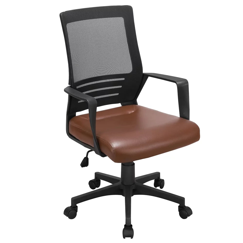 Brown Mesh Ergonomic Office Chair with Armrests E345