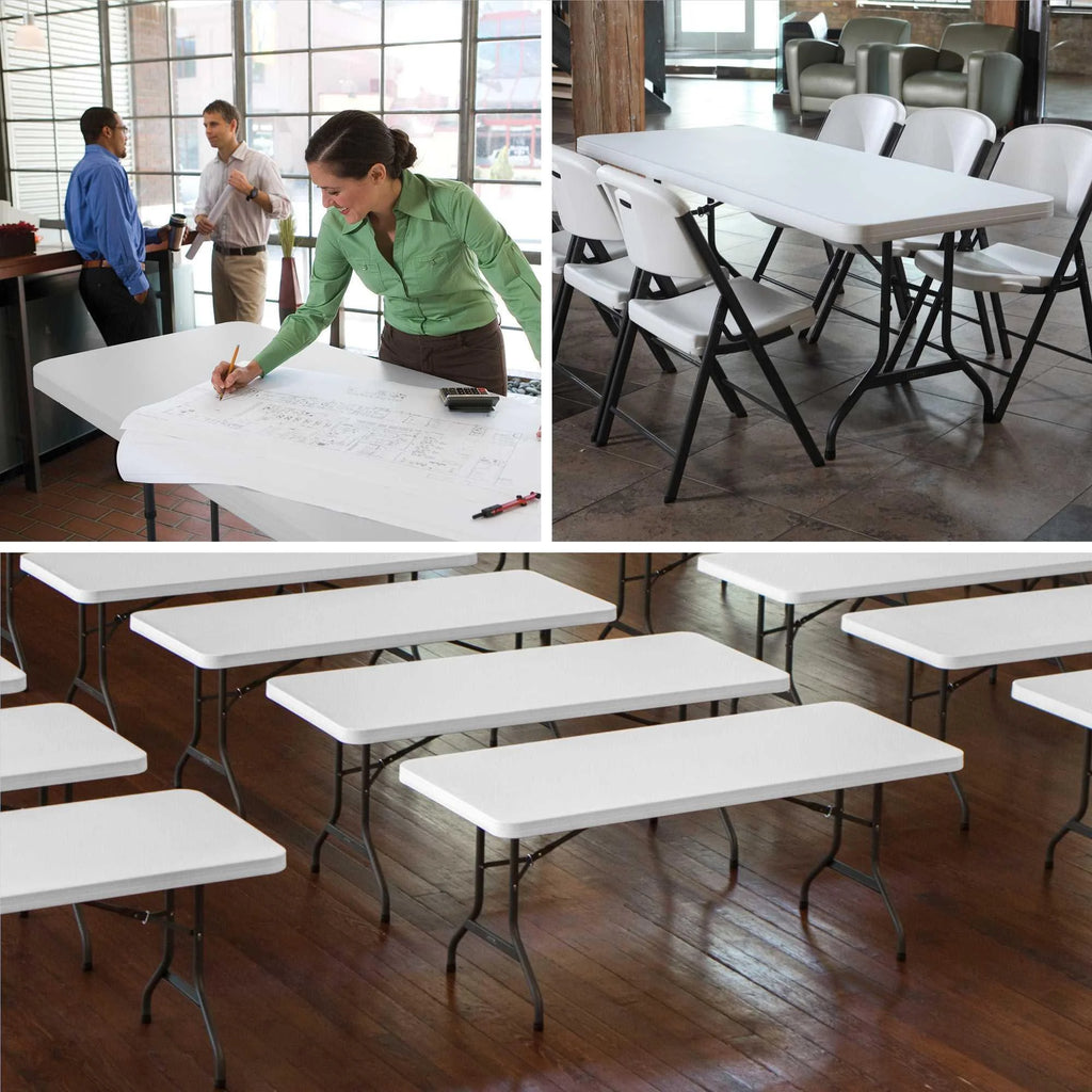 White 6 ft. Rectangle Folding Table Set of 4 A5955