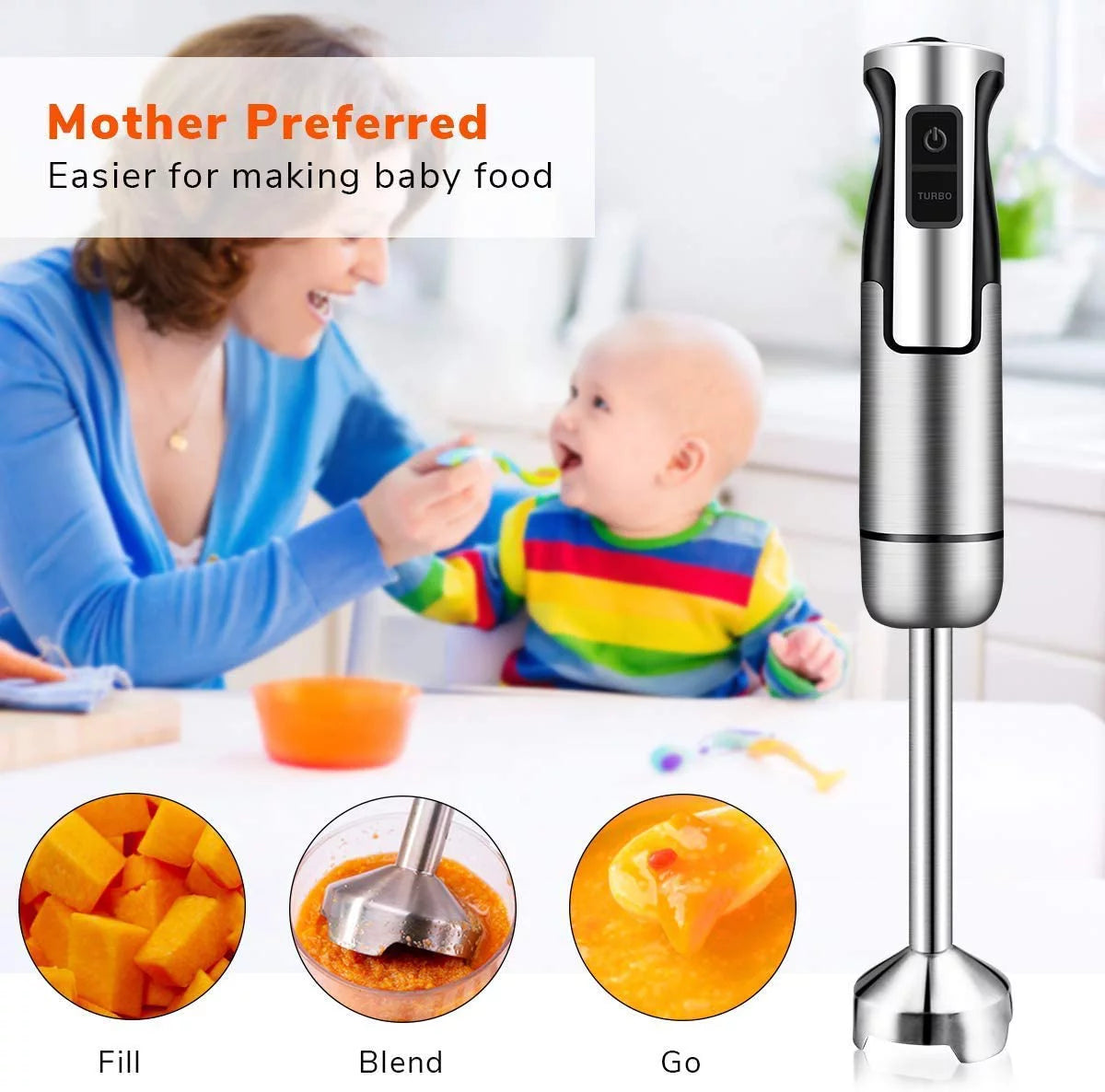 500 Watt 8 Speed Stainless Steel Immersion Blender J644