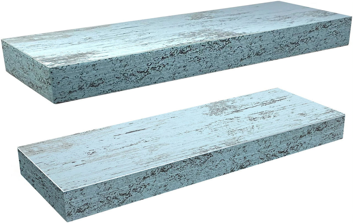 Blue 2 Pack Rustic Wood Floating Wall Shelves Z169112