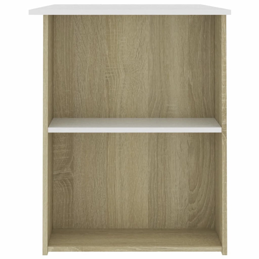 White Computer Desk with Side Storage Shelves I487031