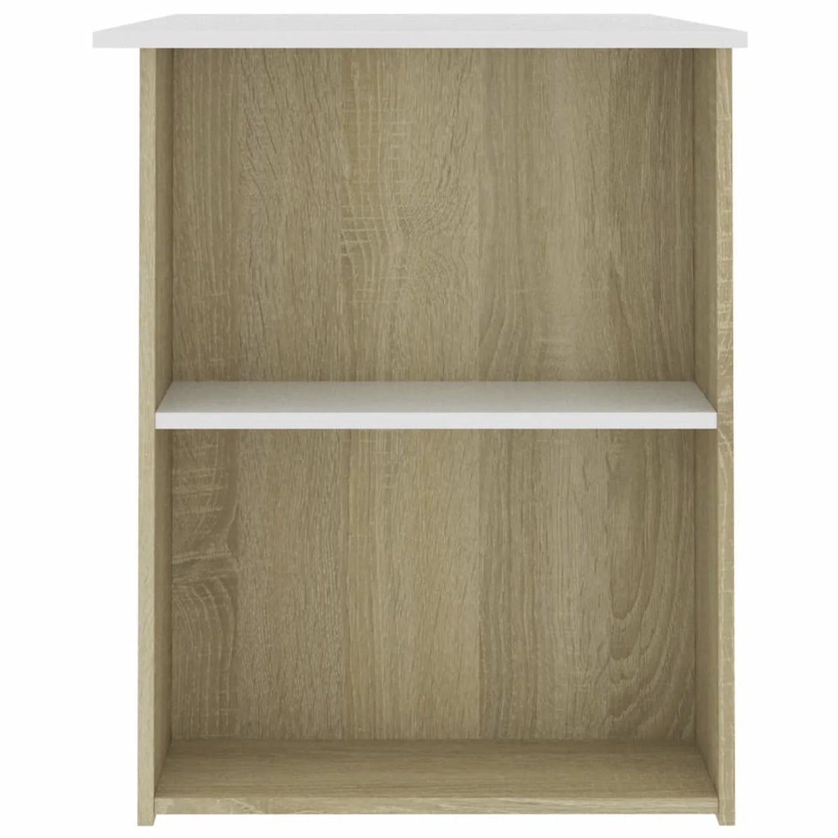 White Computer Desk with Side Storage Shelves I487031