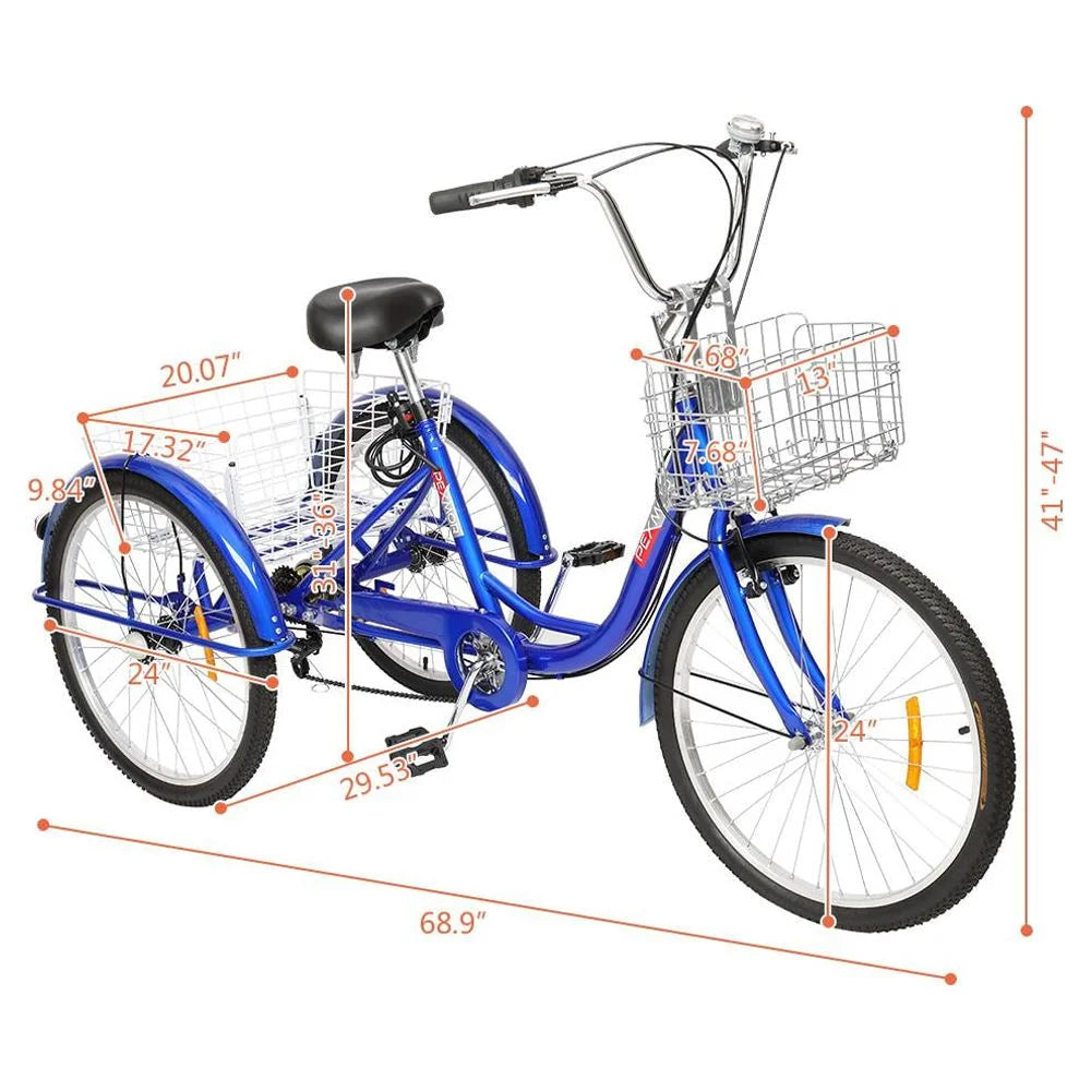 Adult 7 Speed Tricycle with 24 Big 3 Wheels Z35139