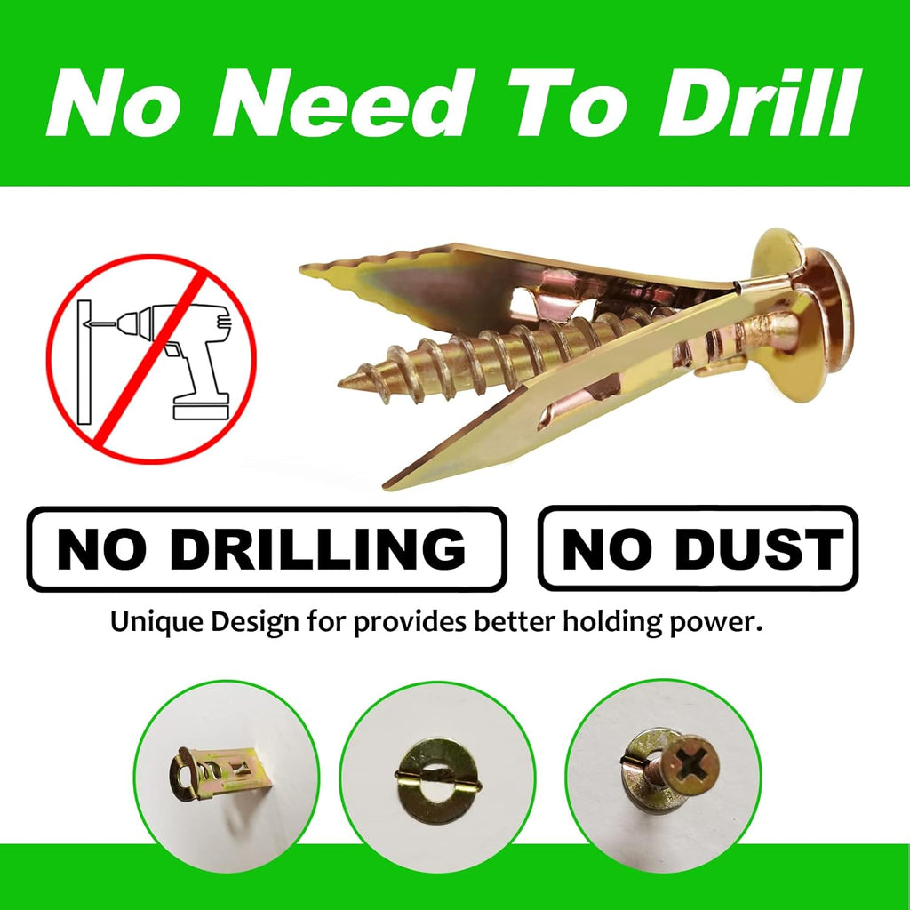 200 PCS Zinc Plated Steel Self-Drilling Drywall Anchors Q361306