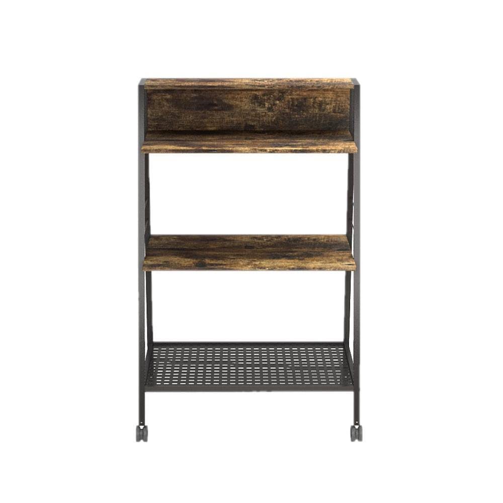 Rustic Brown 3-Shelf Steel Ladder Bookcase K7567