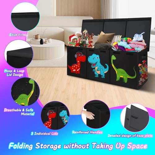 Extra Large Collapsible Storage Organizer with Lids, 40"x16"x16" Black Y7809