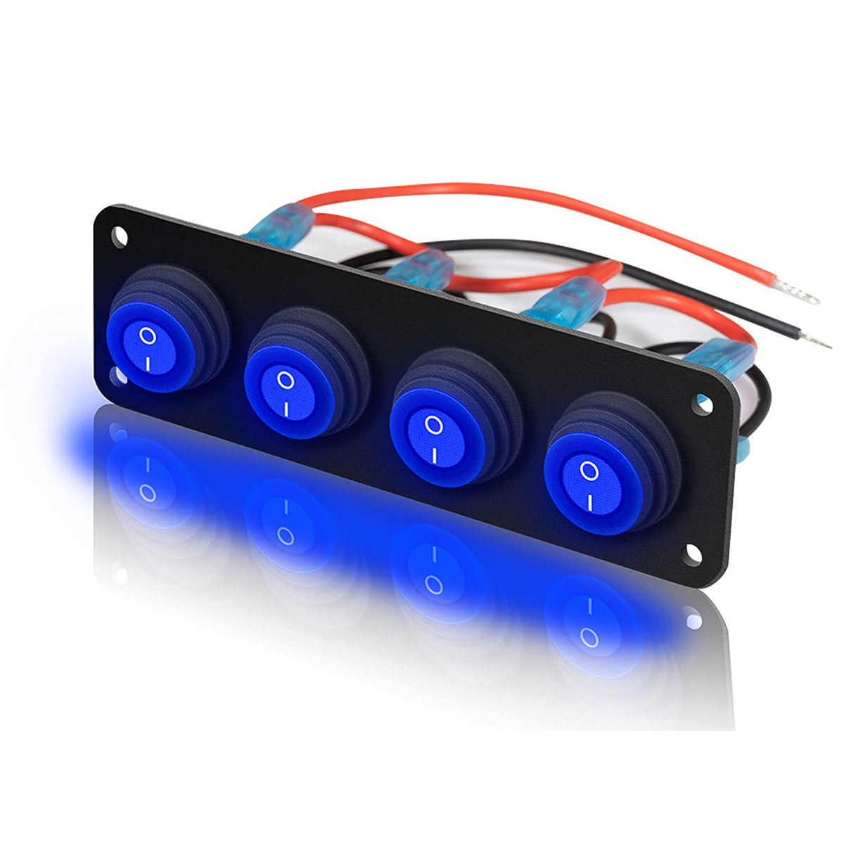12V 20 Amp 6 Gang Toggle Rocker Switch Panel LED Waterproof E11444