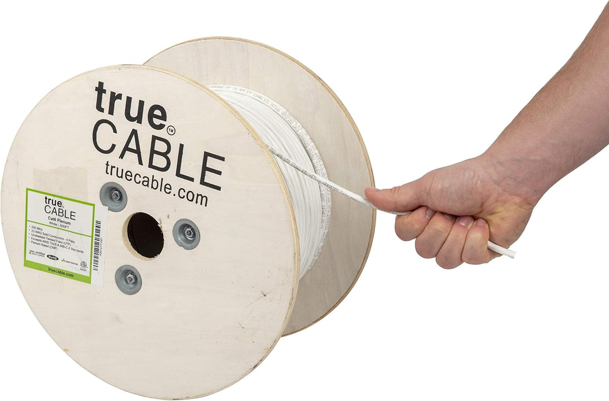 White Cat6 Plenum 500ft Bare Copper Ethernet Cable M521