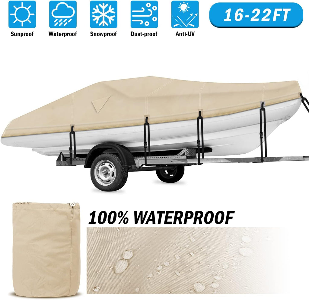 Heavy Duty 600D Waterproof Trailerable Boat Cover E85597