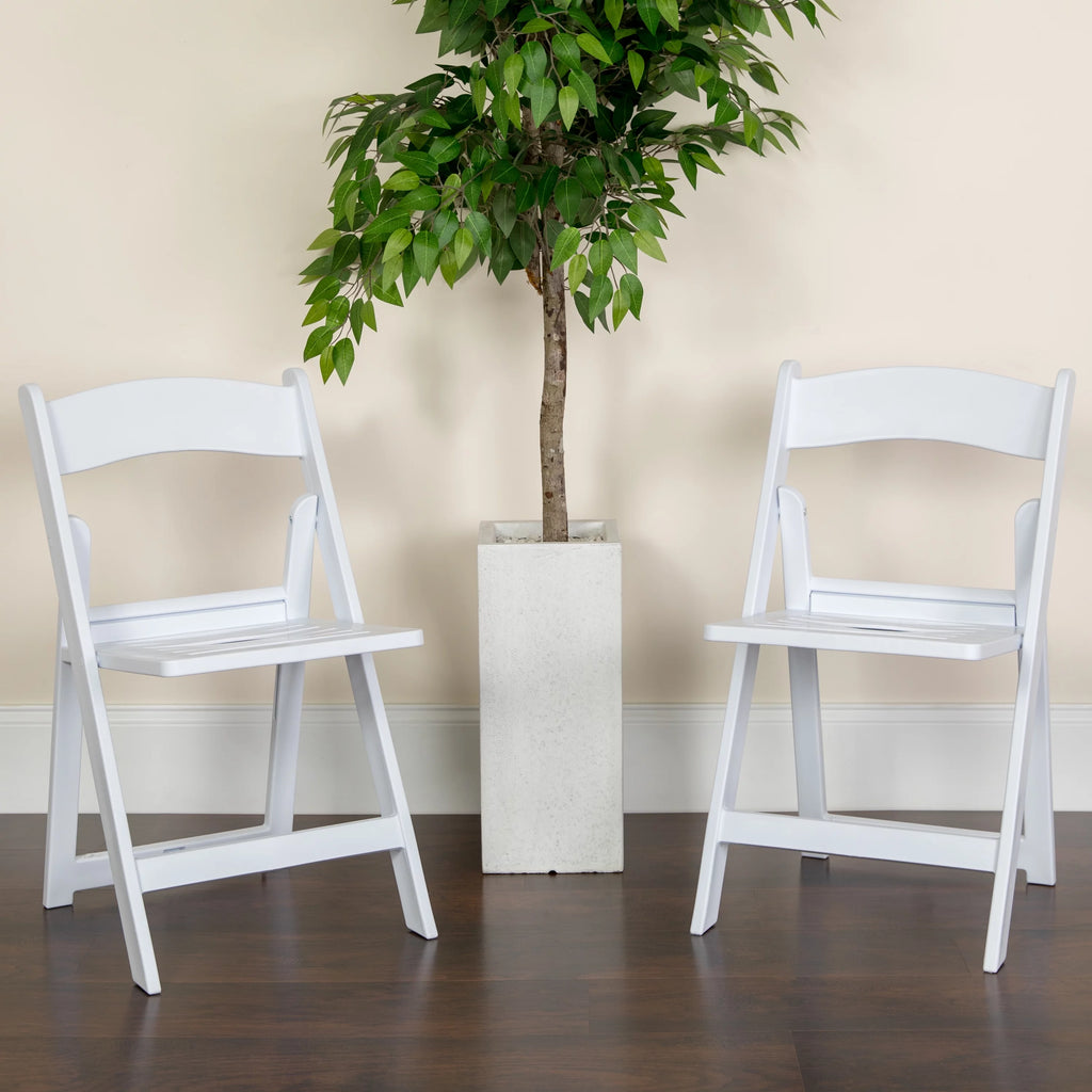 2 Pack 800 lb. Capacity White Resin Folding Chair F158