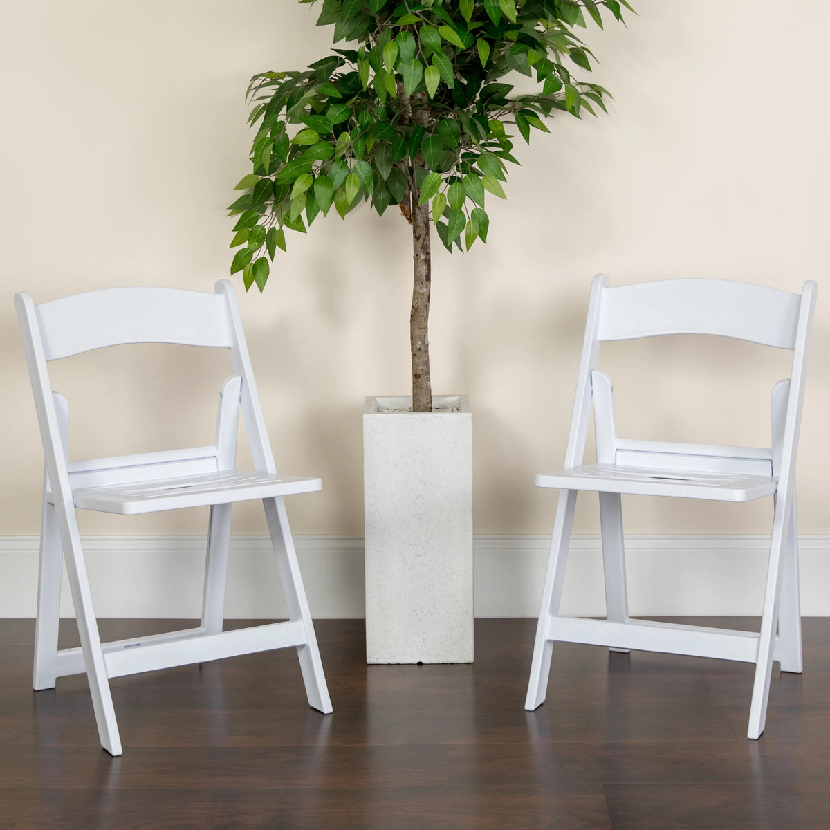 2 Pack 800 lb. Capacity White Resin Folding Chair F158